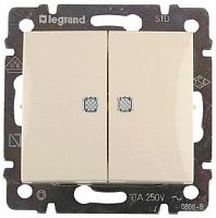 Выключатель с подсветкой без рамки Legrand Valena 2-кл. слоновая кость картинка